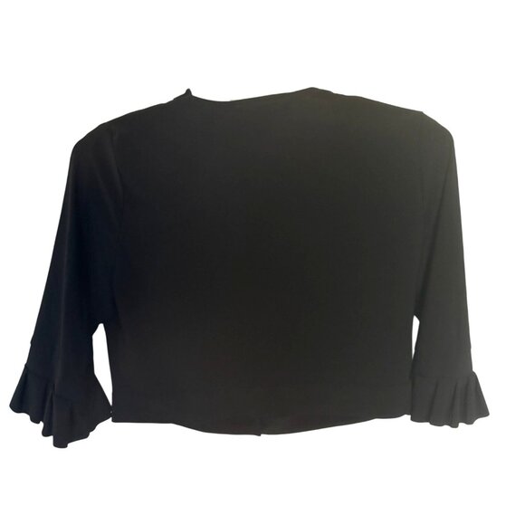 Perceptions Petite NWT Black 3/4 Sleeve Cropped Open Front Shrug Cardigan Sz 4P - Picture 2 of 9